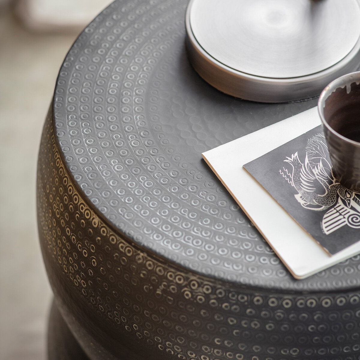 Sikar Boho Embossed Side Table grey, SO'HOME