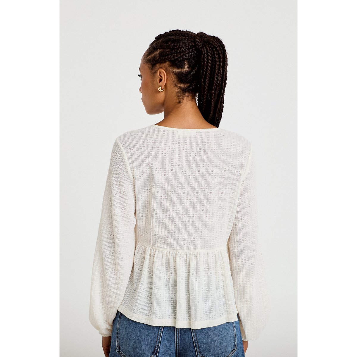 Blouse noeuds contrastés ecru, CACHE CACHE