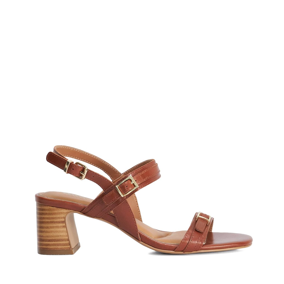 Sandales tissées à talons carrés mi-hauts - JIVING tan-leather, DUNE LONDON