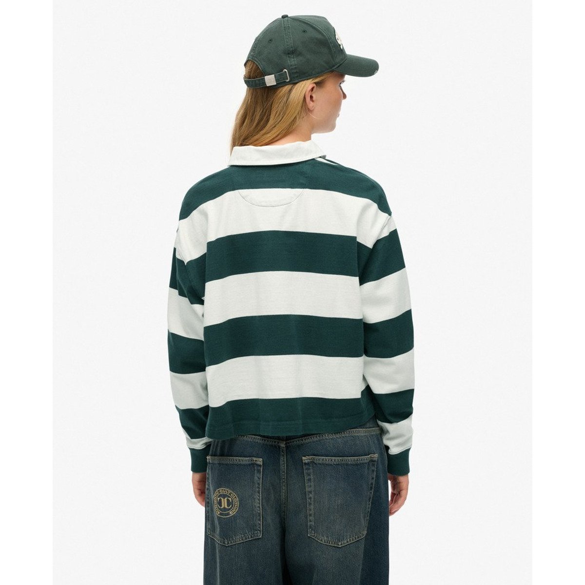 Maillot de rugby rayé Athletic Essentials vert pinède foncé/ows, SUPERDRY