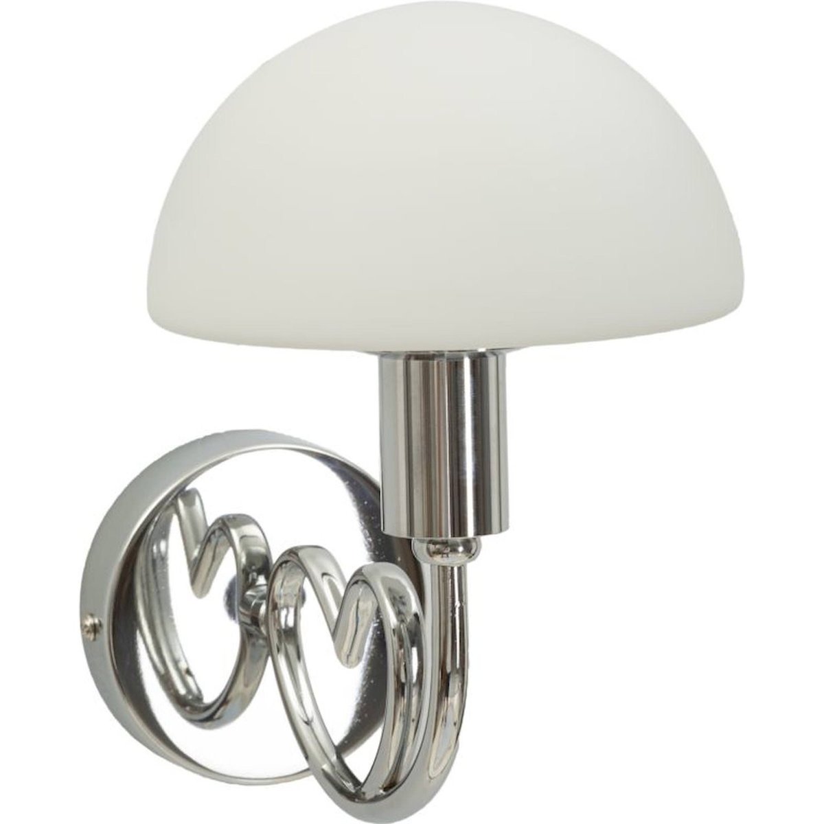 Applique en fer abat-jour en verre GLAM argenté et blanc mat, RECOLLECTION