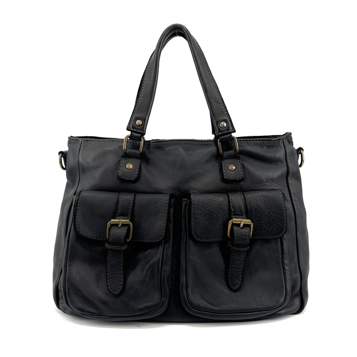 Sac à main en cuir vintage JENNER noir, OH MY BAG