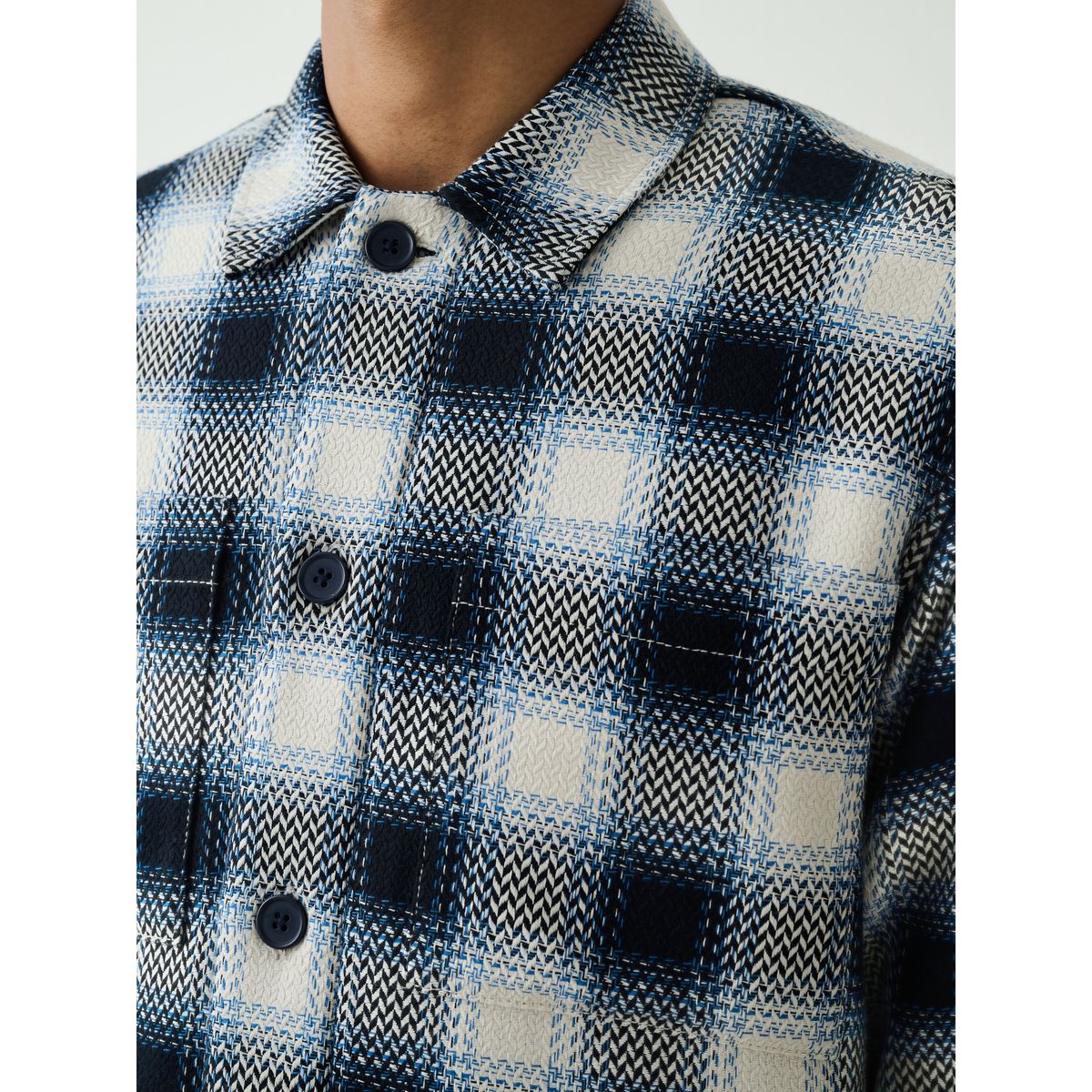 Veste-chemise à carreaux avec peau lainée bleu, NEXT