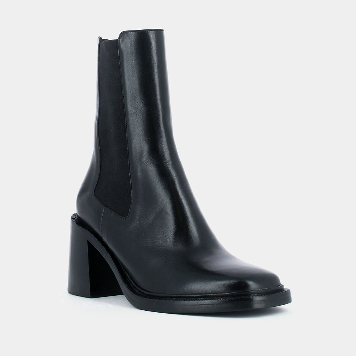 Bottines élastiquées en cuir Danube noir, JONAK
