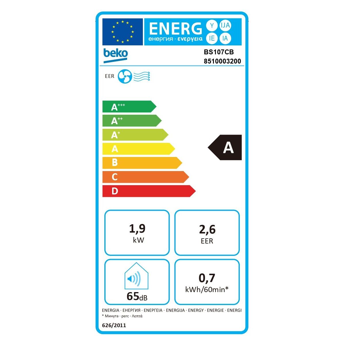 Climatiseur BS107CB couleur unique, BEKO