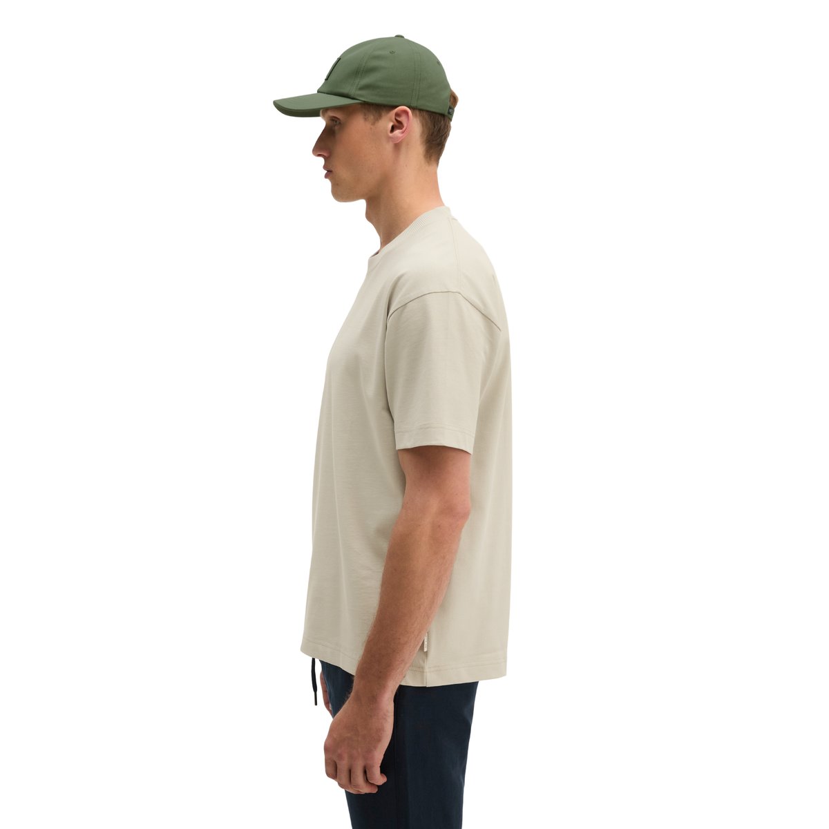 T-shirt loose en jersey de coton bio épais marron gris, MARC O'POLO