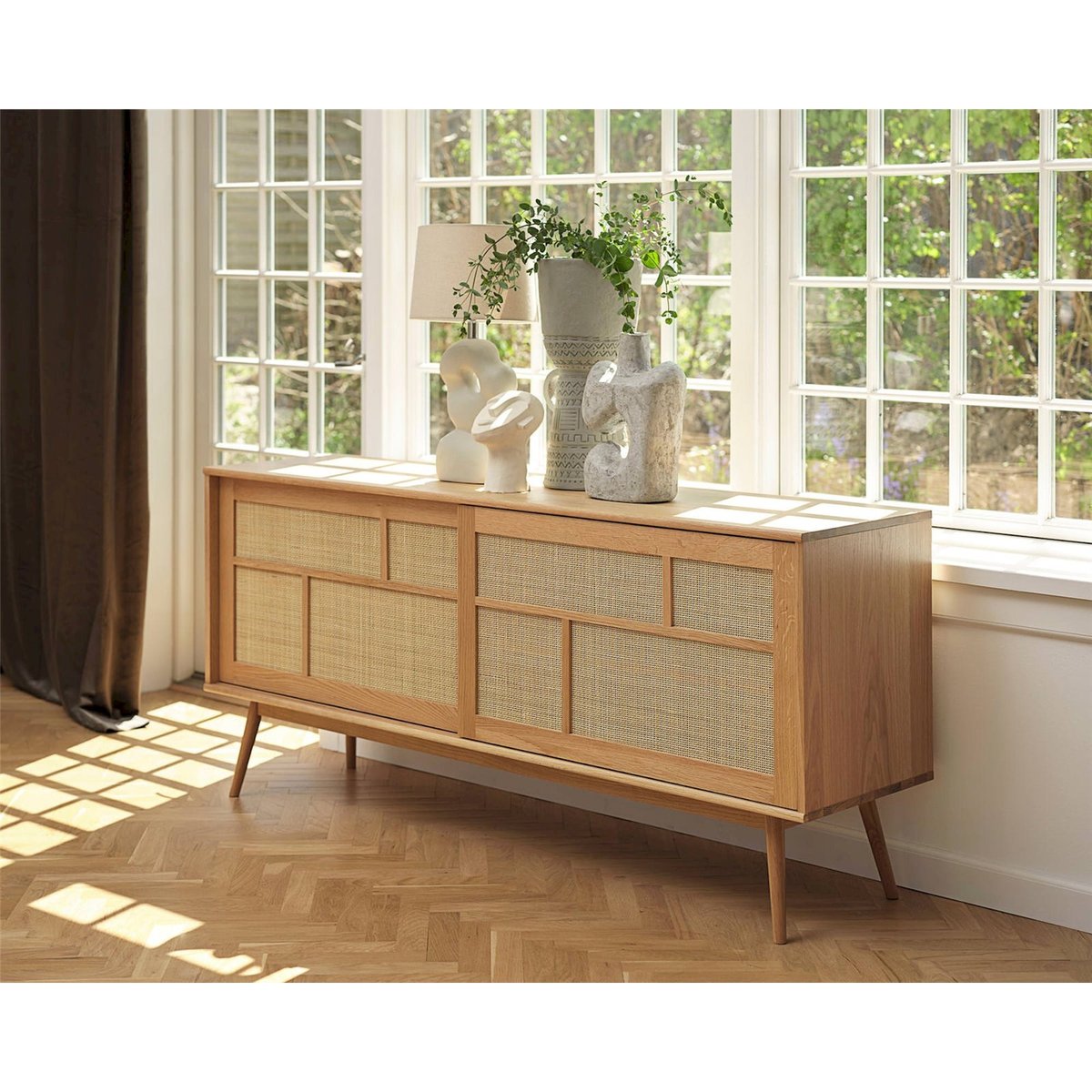 Buffet en bois et cannage collection VISIMMY bois clair et noir, RECOLLECTION