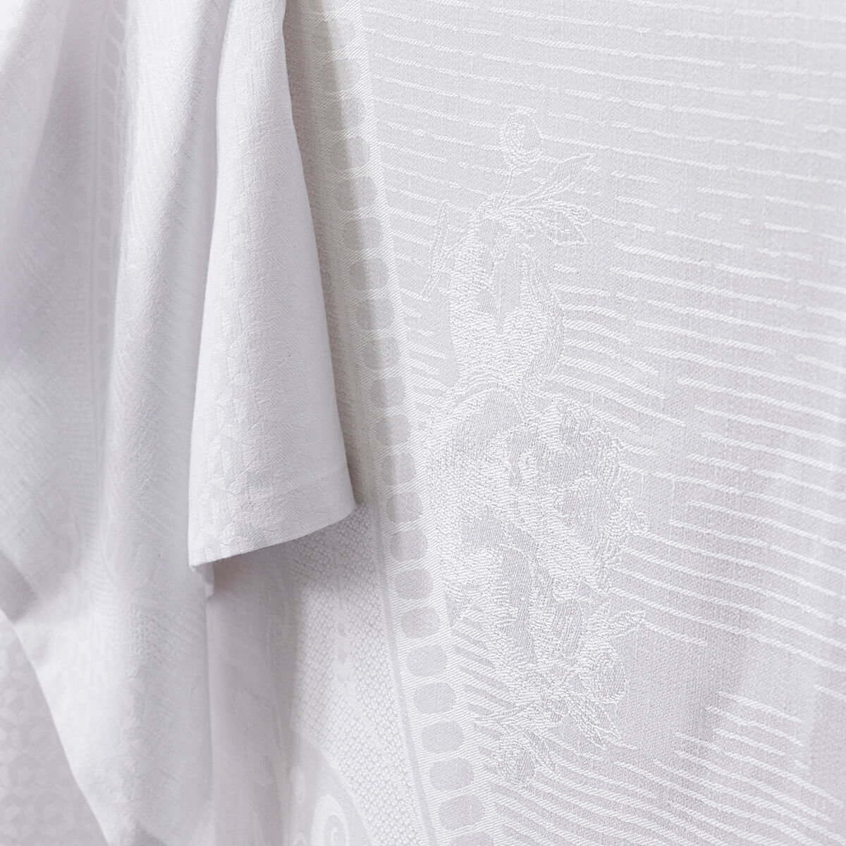Nappe en Lin, ÉVASION CÉLESTE blanc pur, LE JACQUARD FRANCAIS
