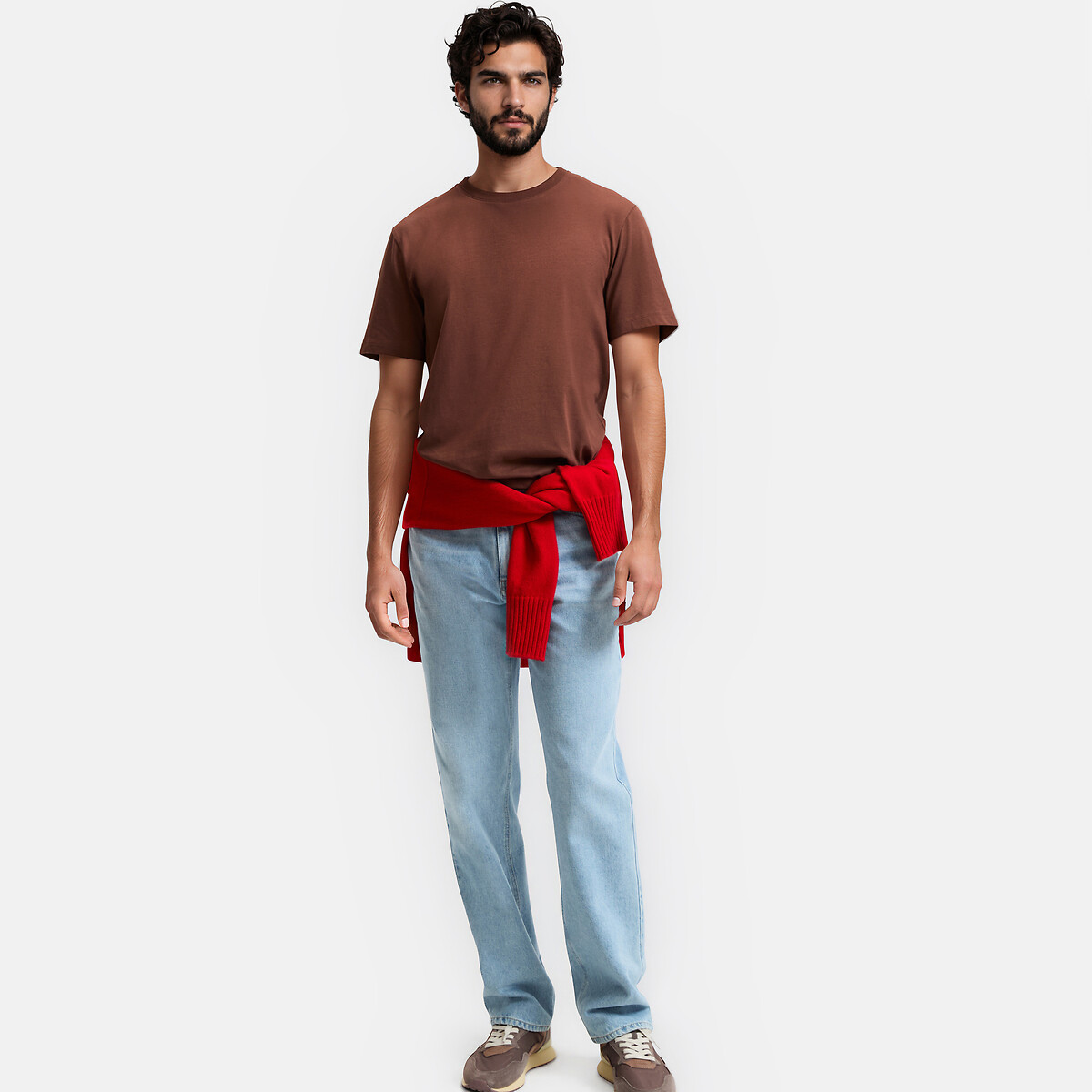 Camiseta de cuello redondo y manga corta marrón claro, LA REDOUTE COLLECTIONS
