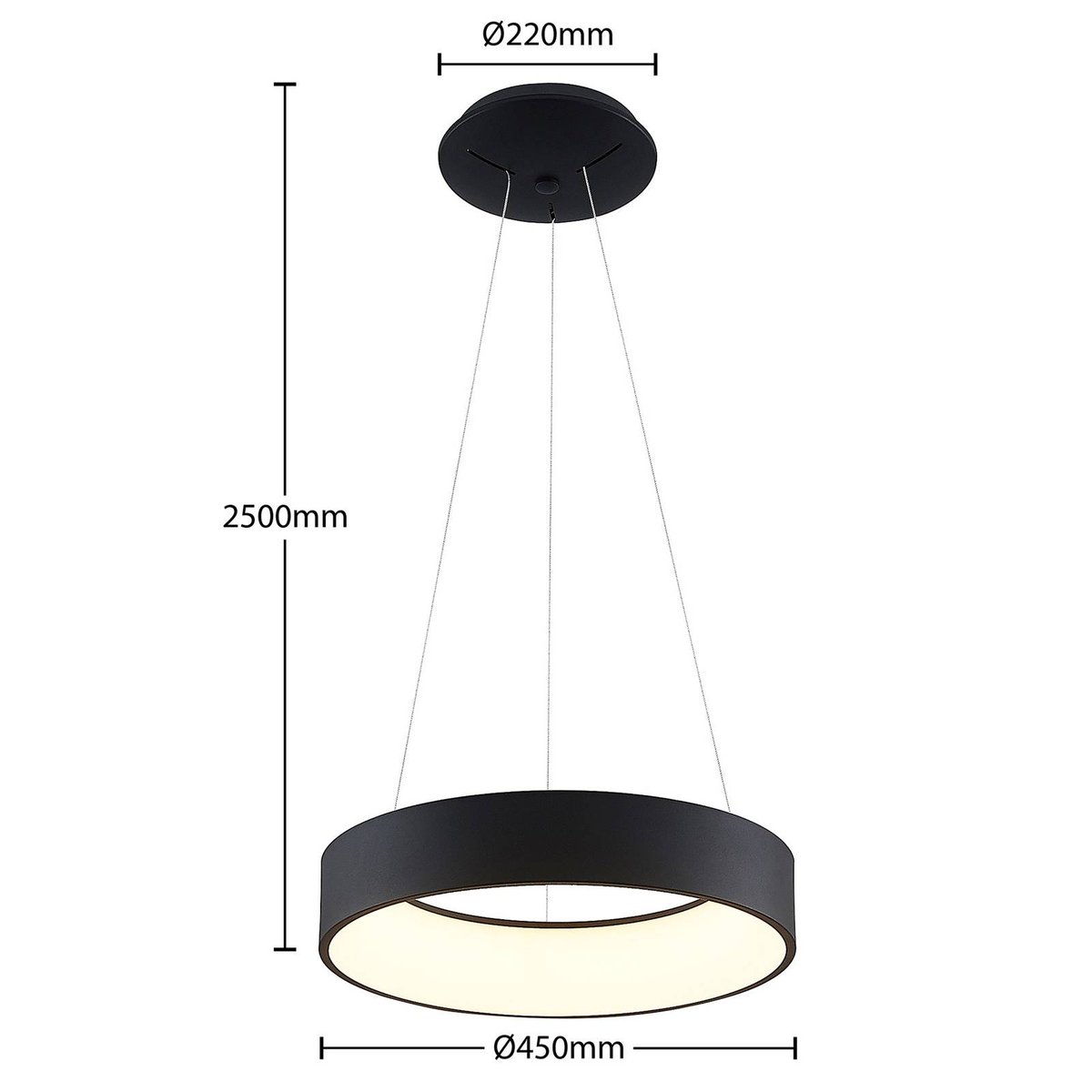 Suspension en métal moderneLED, Aleksi noir sable, blanc, ARCCHIO