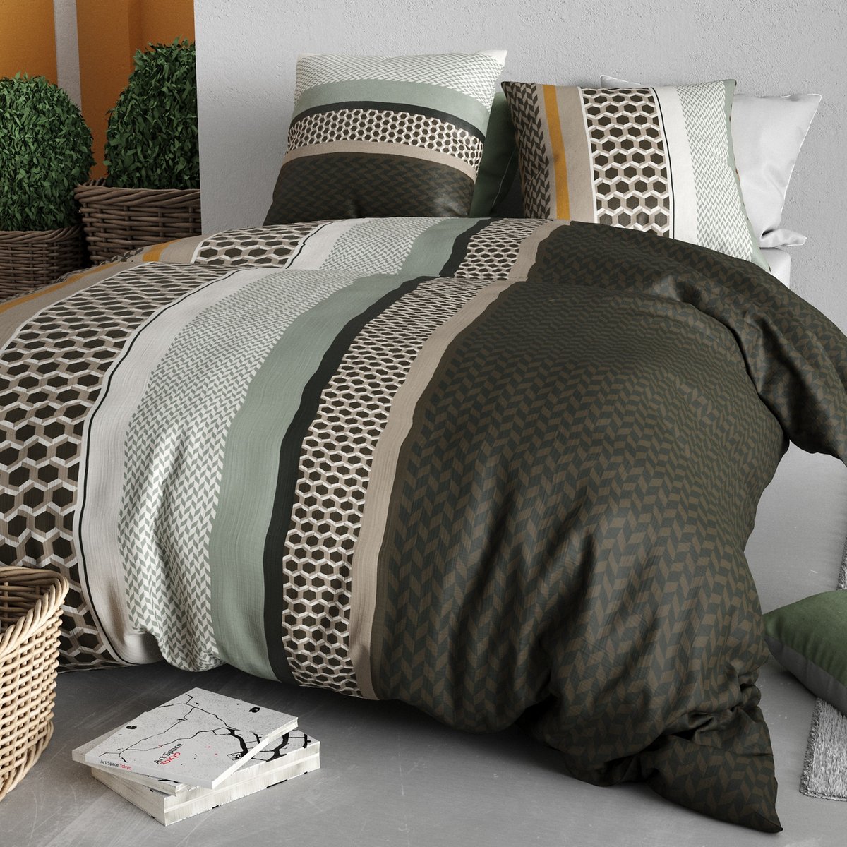 Parure de lit - Housse de couette coton 57 fils multicolore, EDEN