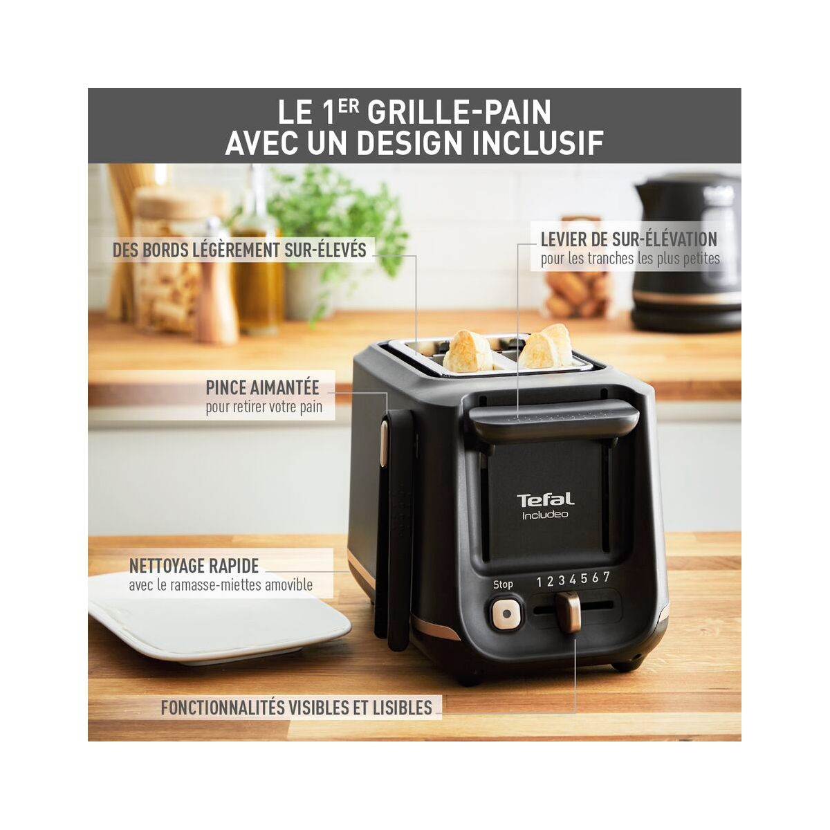 Grille-pain TT533811 INCLUDEO noir, TEFAL