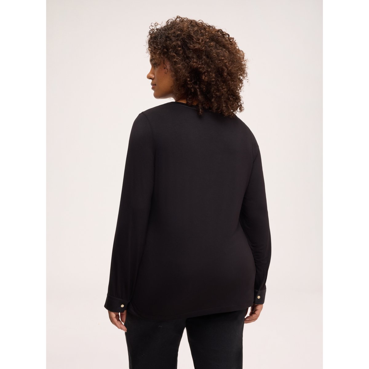 T-shirt bimatière noir, FIORELLA RUBINO