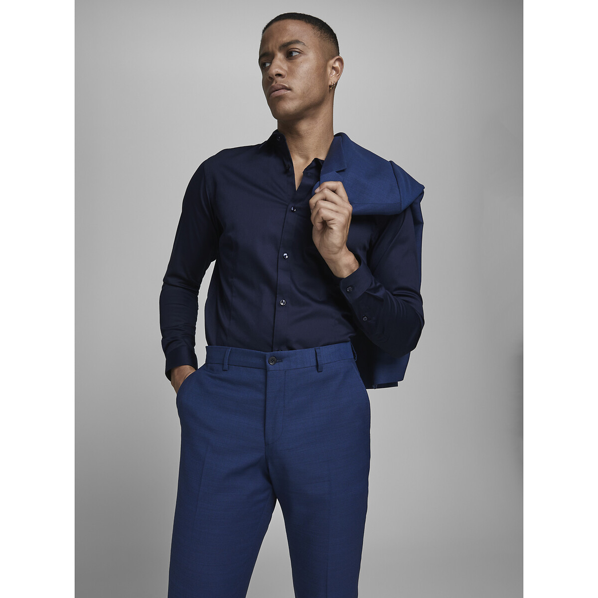 Chemise super slim bleu marine, JACK & JONES