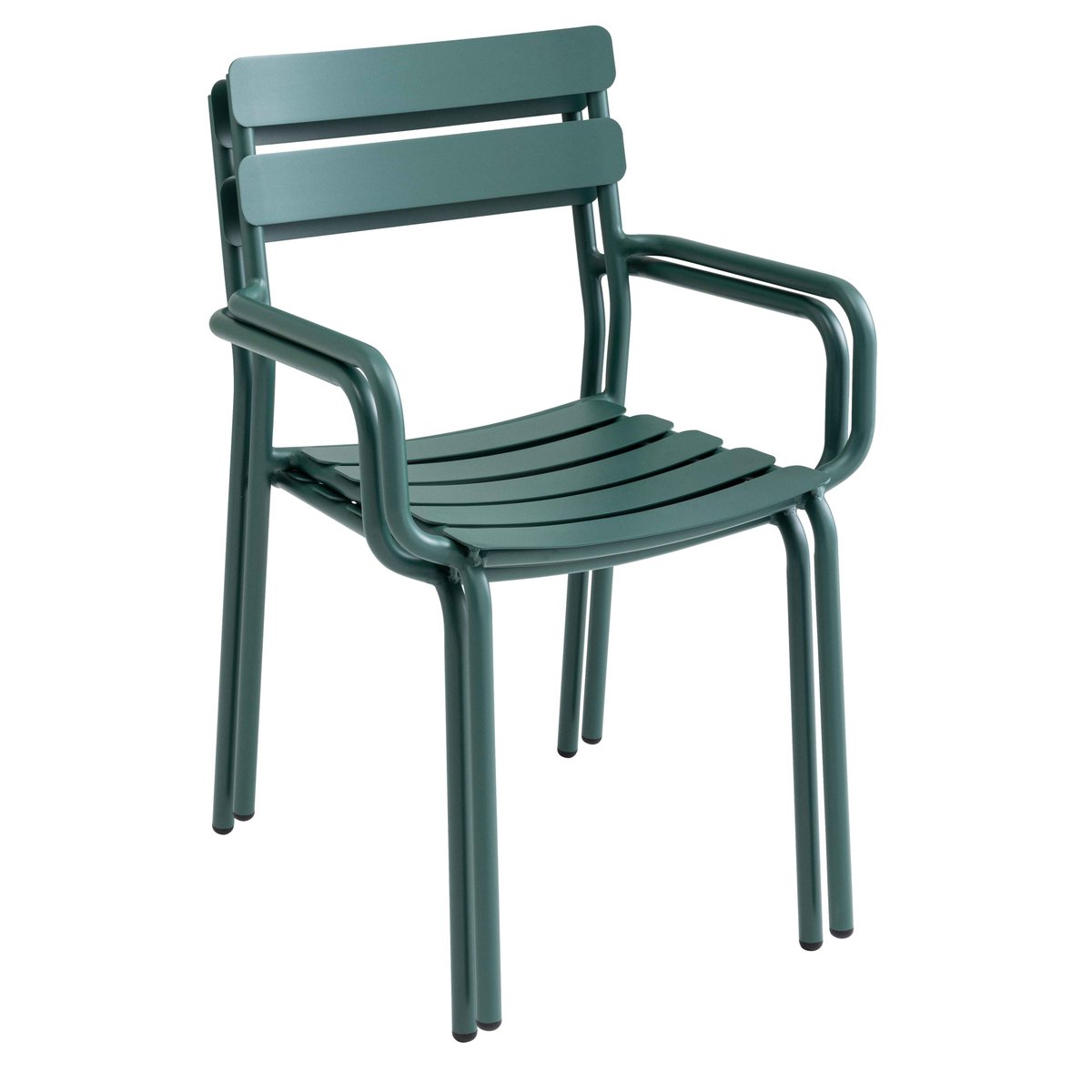 Chaise de terrasse avec accoudoirs en aluminium, ALMADA vert foncé, OVIALA