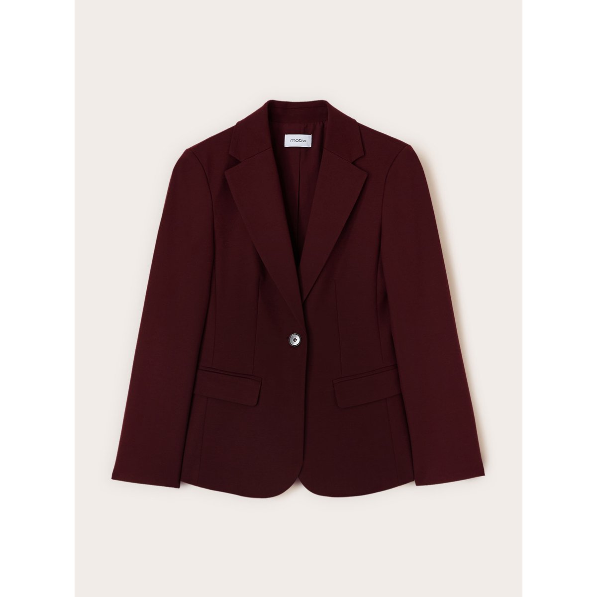Blazer simple boutonnage en coton viscose burgundy, MOTIVI
