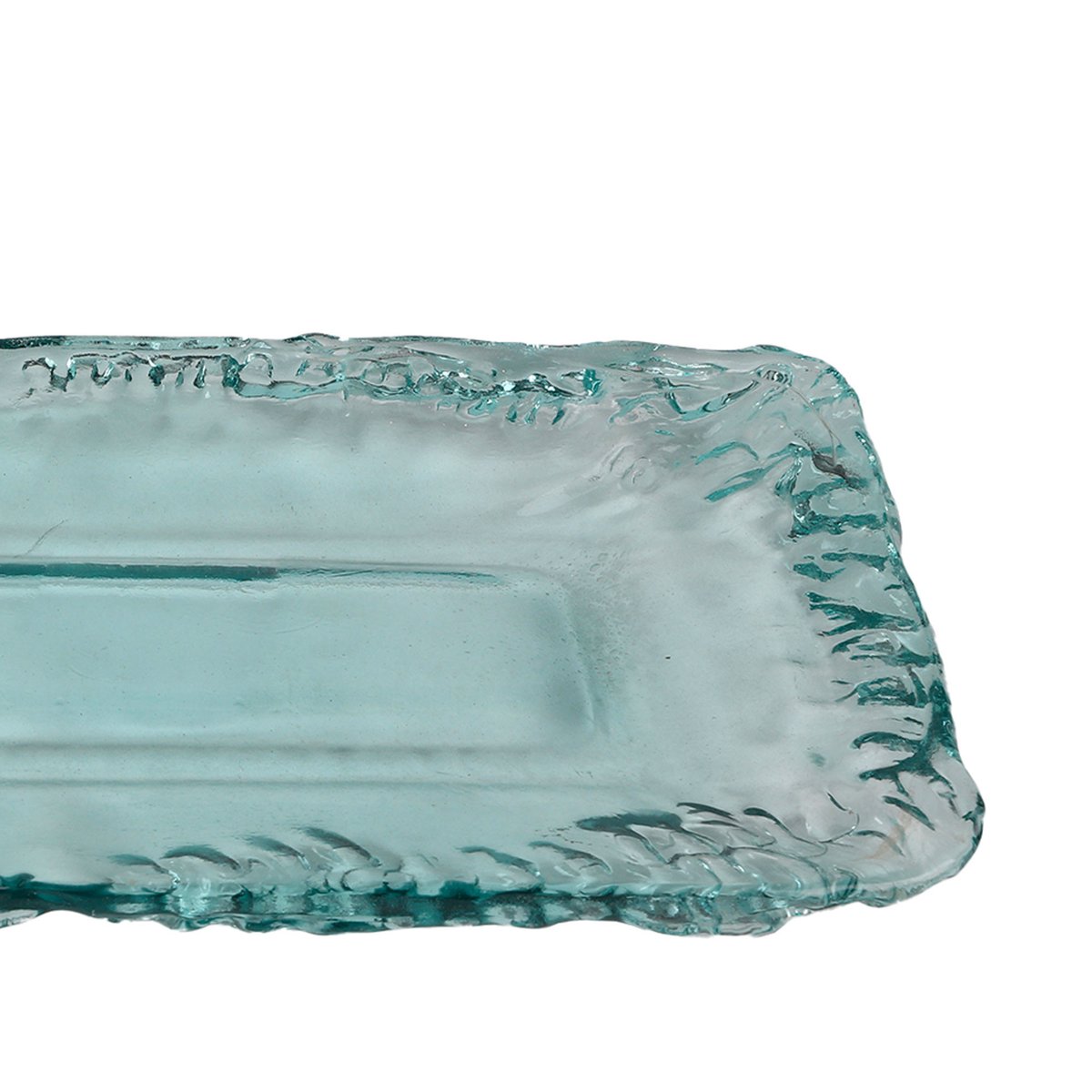Plat rectangulaire en verre recyclé 48x23x4cm vert, WADIGA