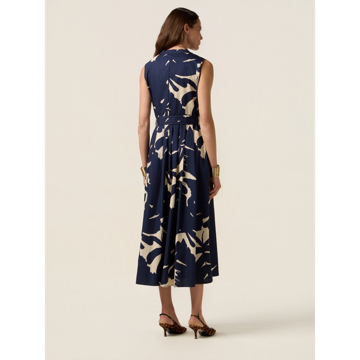 Robe évasée à motifs bleu, OLTRE