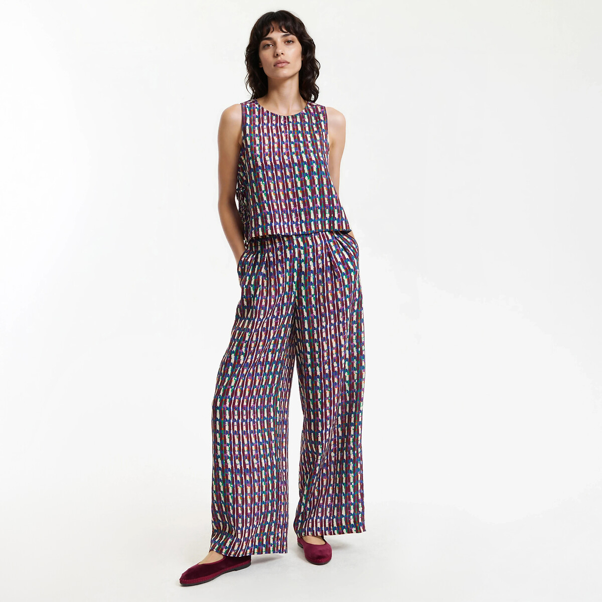 Pantalon large imprimé à taille élastiquée imprimé ethnique, LA REDOUTE COLLECTIONS