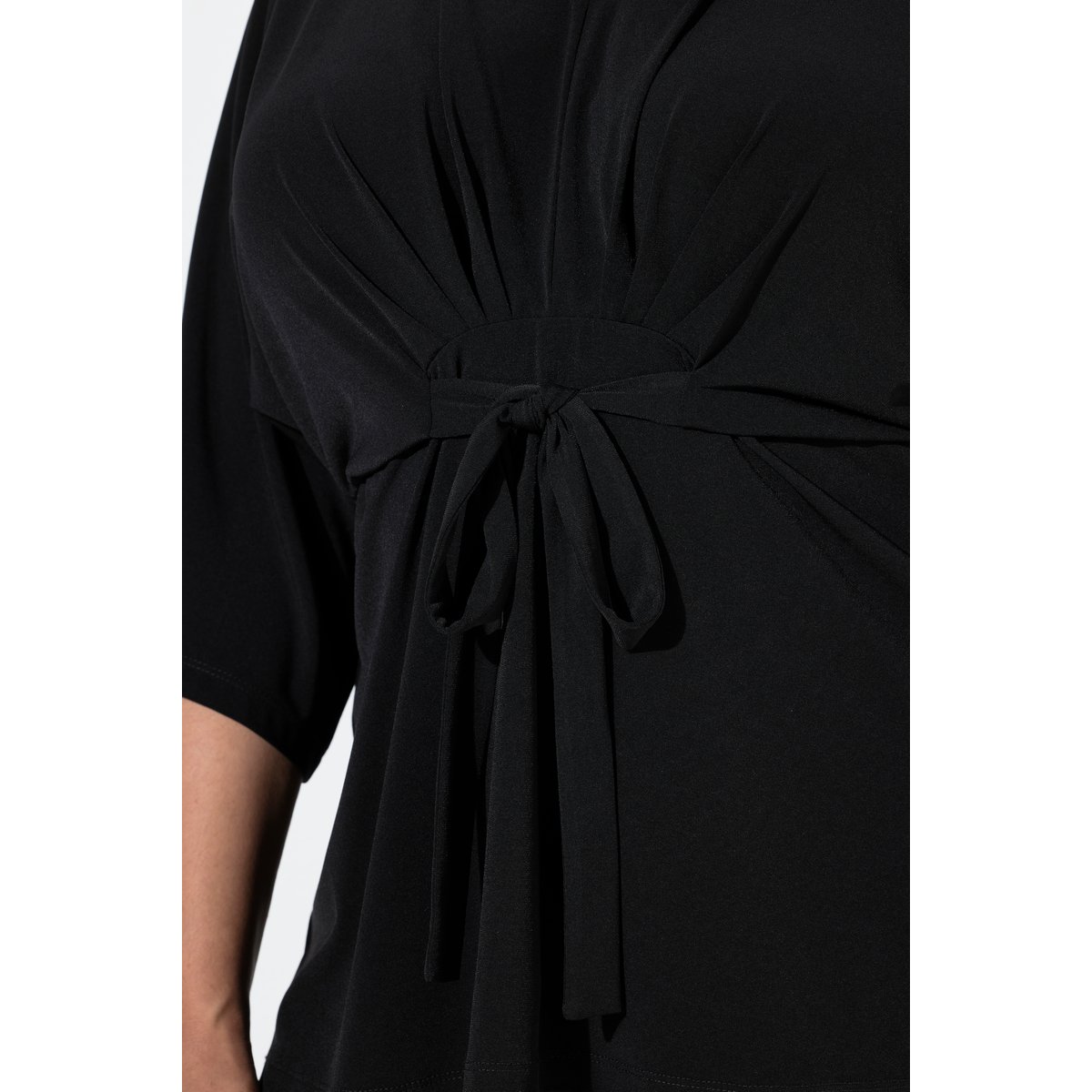 T-shirt esprit kimono, ceinture à nouer noir, ULLA POPKEN