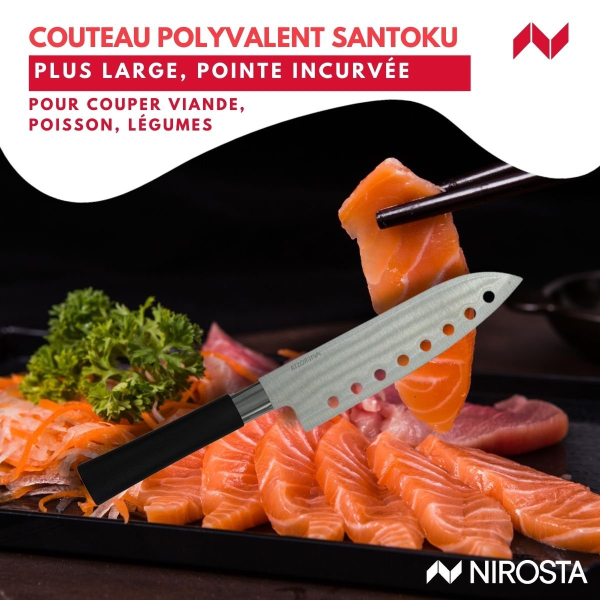Coffret de 3 couteaux style Japonais Santoku, Gyuto et Honesuki gris,noir, FACKELMANN