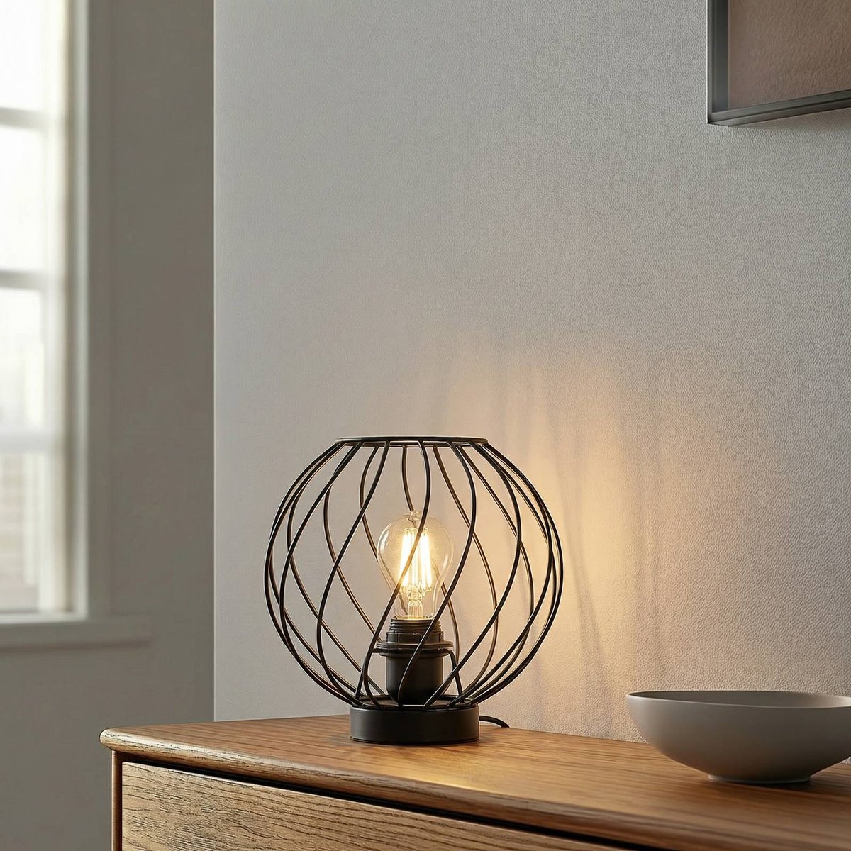 Lampe à poser en métal moderne, Danika noir, LINDBY