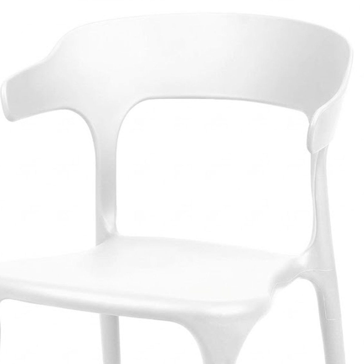 Chaise en plastique blanc dossier arrondi 43x48x77cm blanc, WADIGA