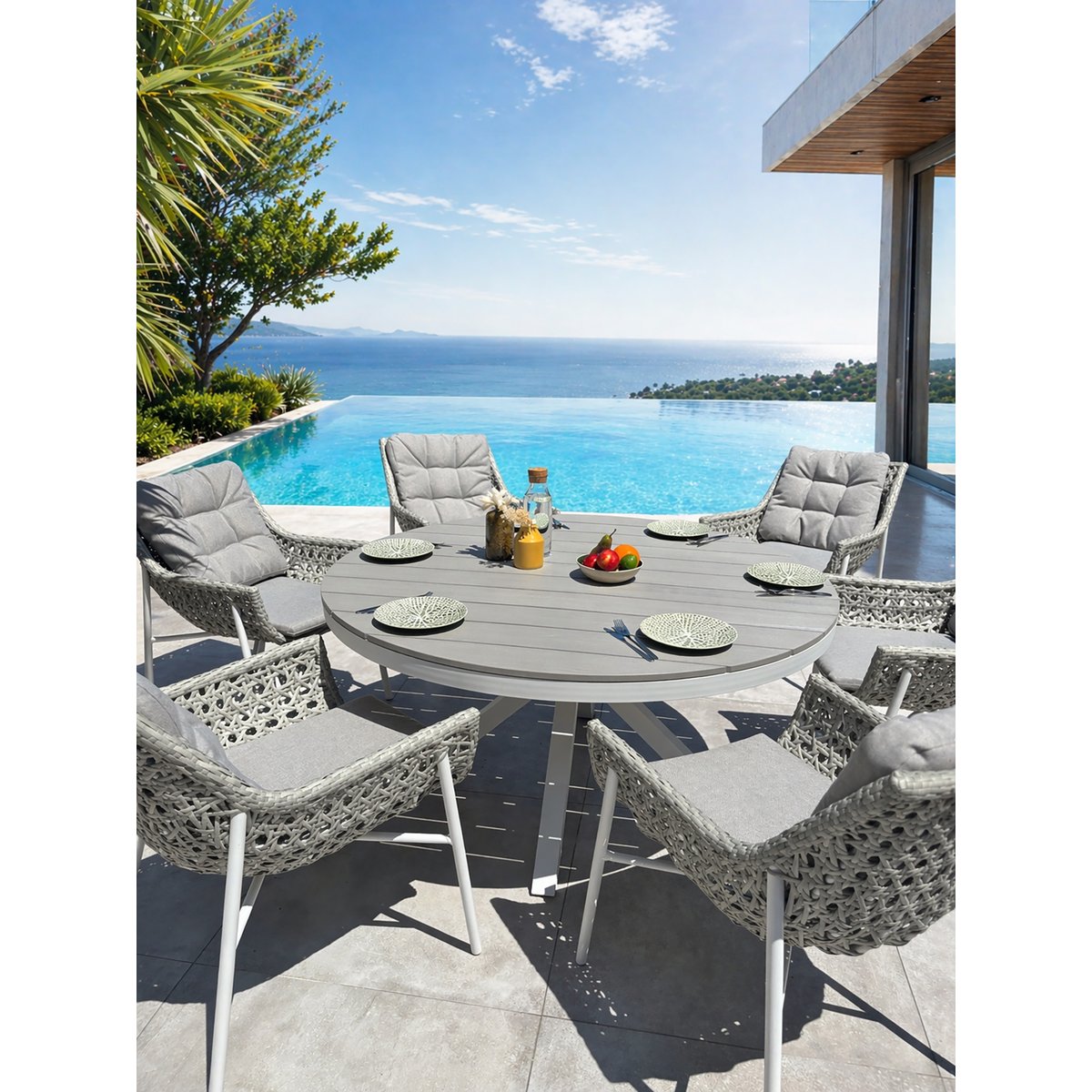 Ensemble repas de jardin 6 places ELBA blanc, REMARQUABLE