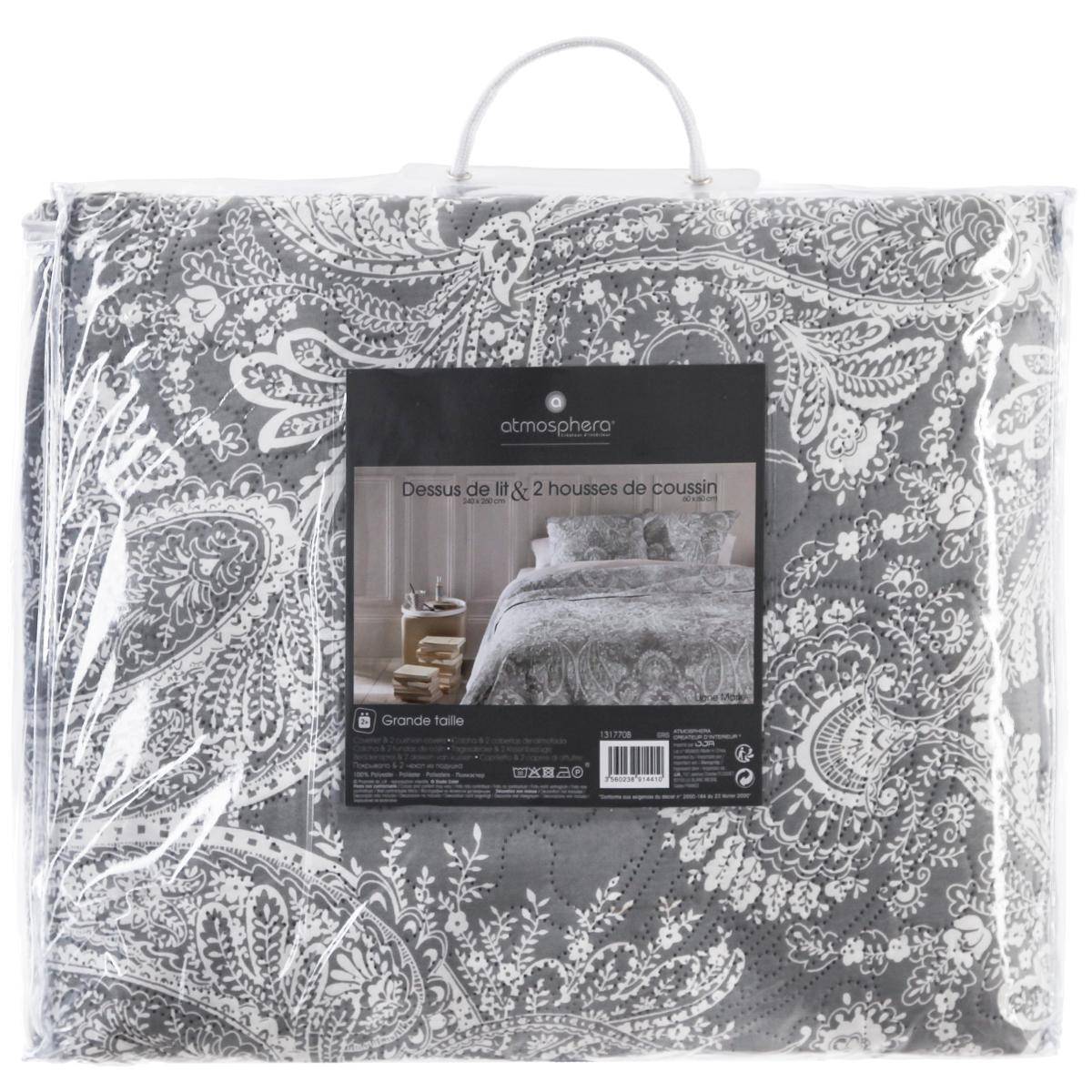 Dessus de lit avec taies MARIE gris, ATMOSPHERA