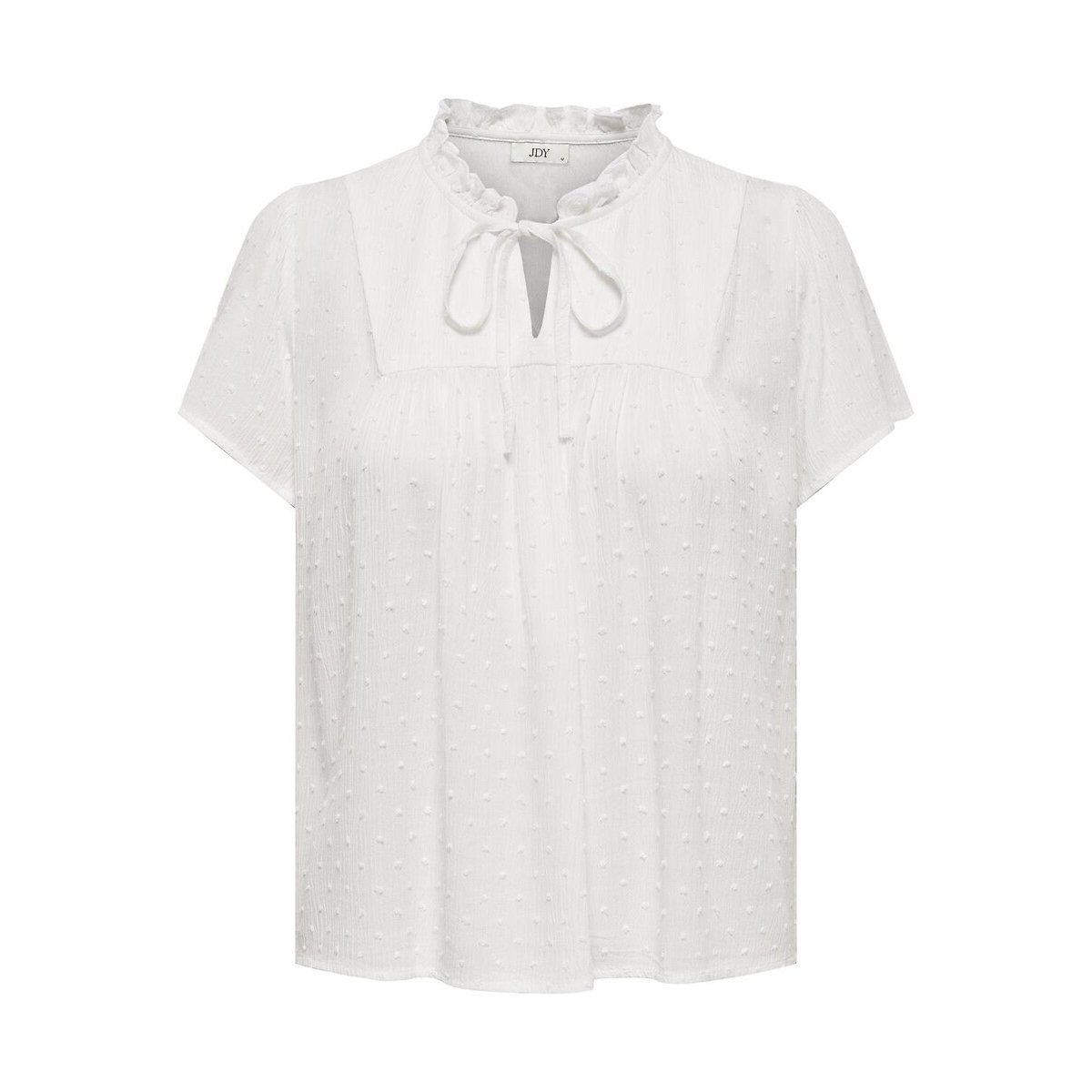 Soepele blouse, volantkraag te strikken wit, JDY