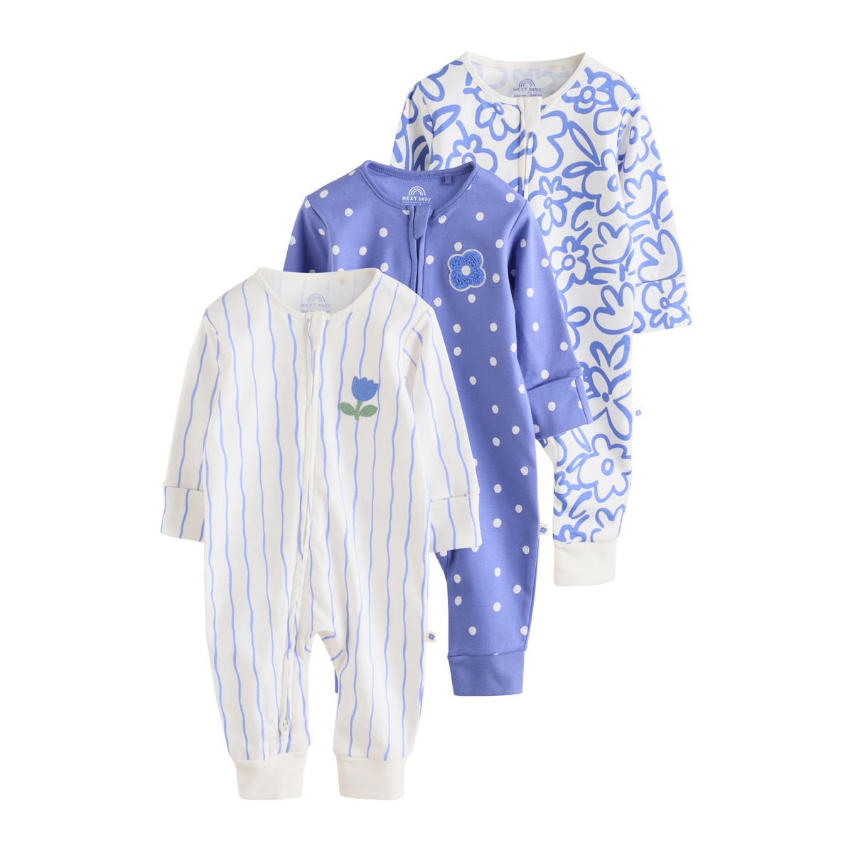 Dors-bien à zip double sens bébé, lot de 3 bleu, NEXT