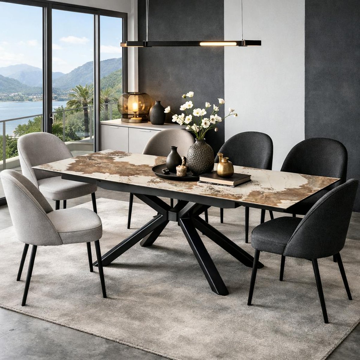 Table extensible en céramique 6/8 places ORIS blanc, PIER IMPORT