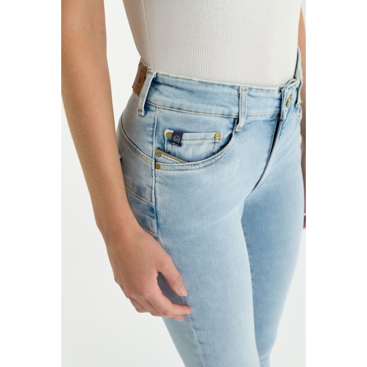Jeans push-up slim taille haute PULP, 7/8ème blue, LE TEMPS DES CERISES