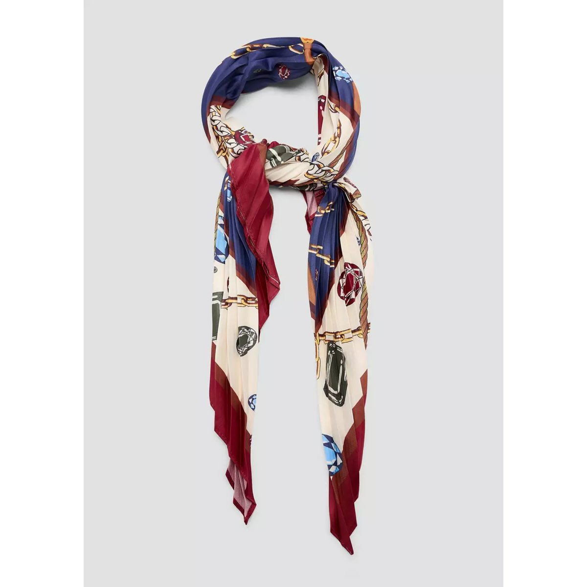 Foulard plissé imprimé violet, MANGO