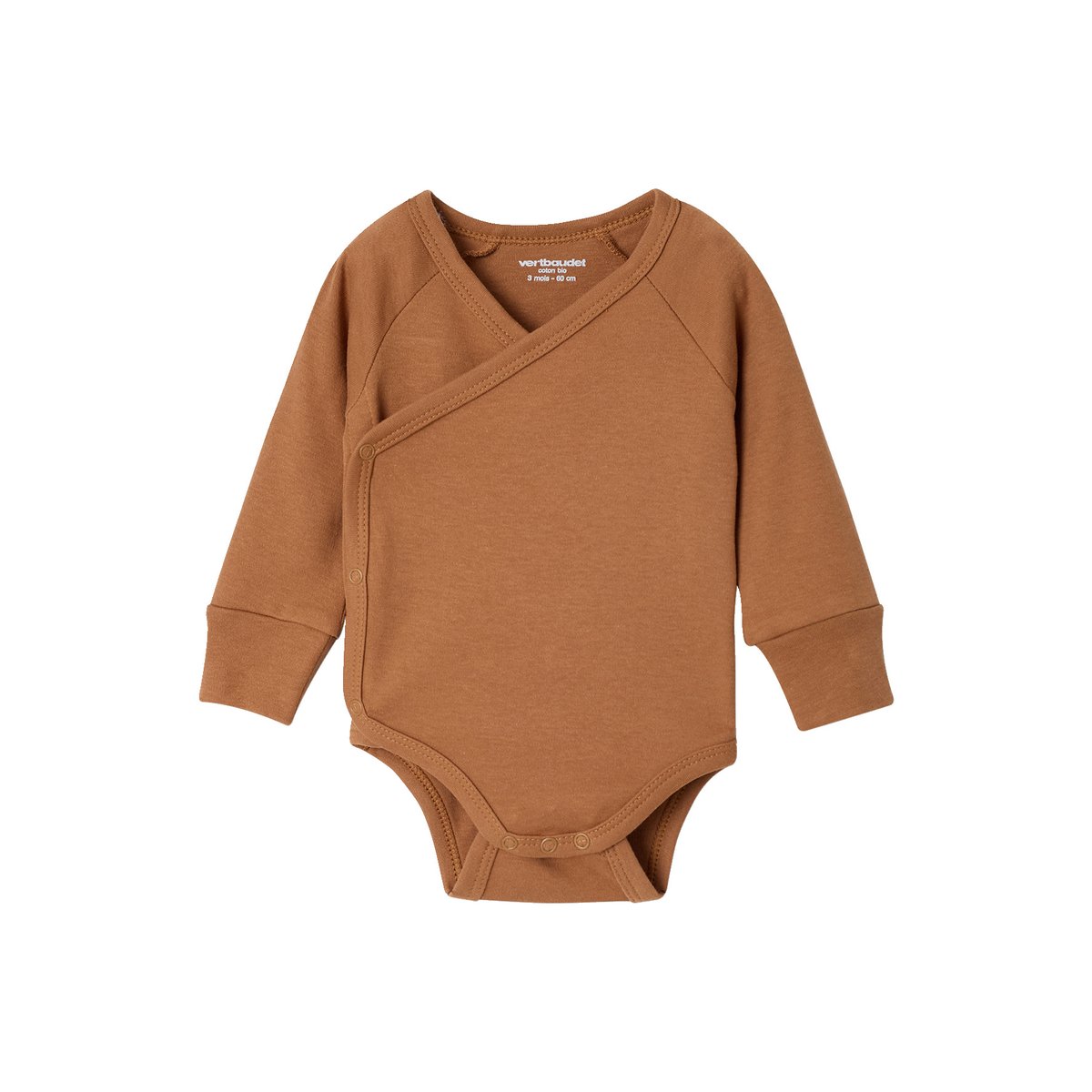 Lot de 5 bodies manches longues caramel, VERTBAUDET
