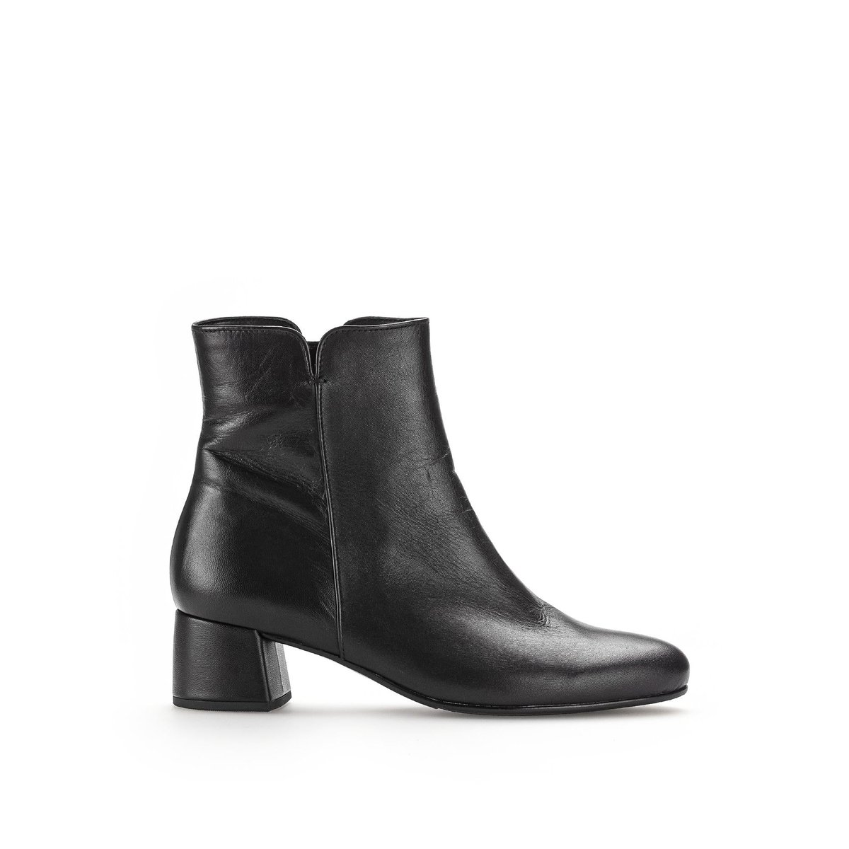 Bottines en cuir à talon décroché noir lisse, GABOR