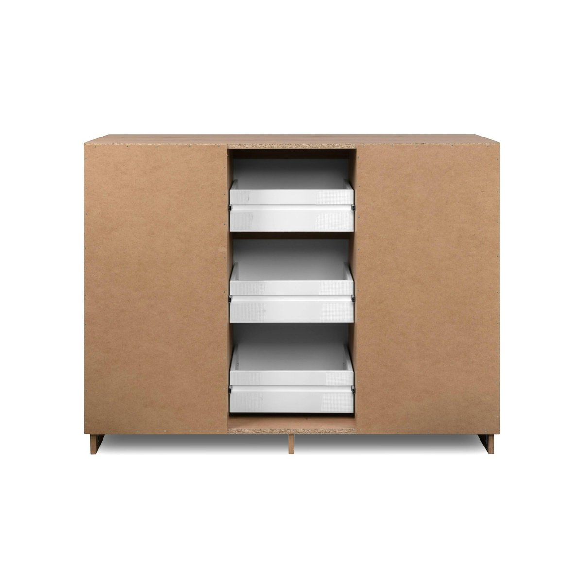 Buffet 2 portes 3 tiroirs décor bois et blanc ALVA blanc, PIER IMPORT