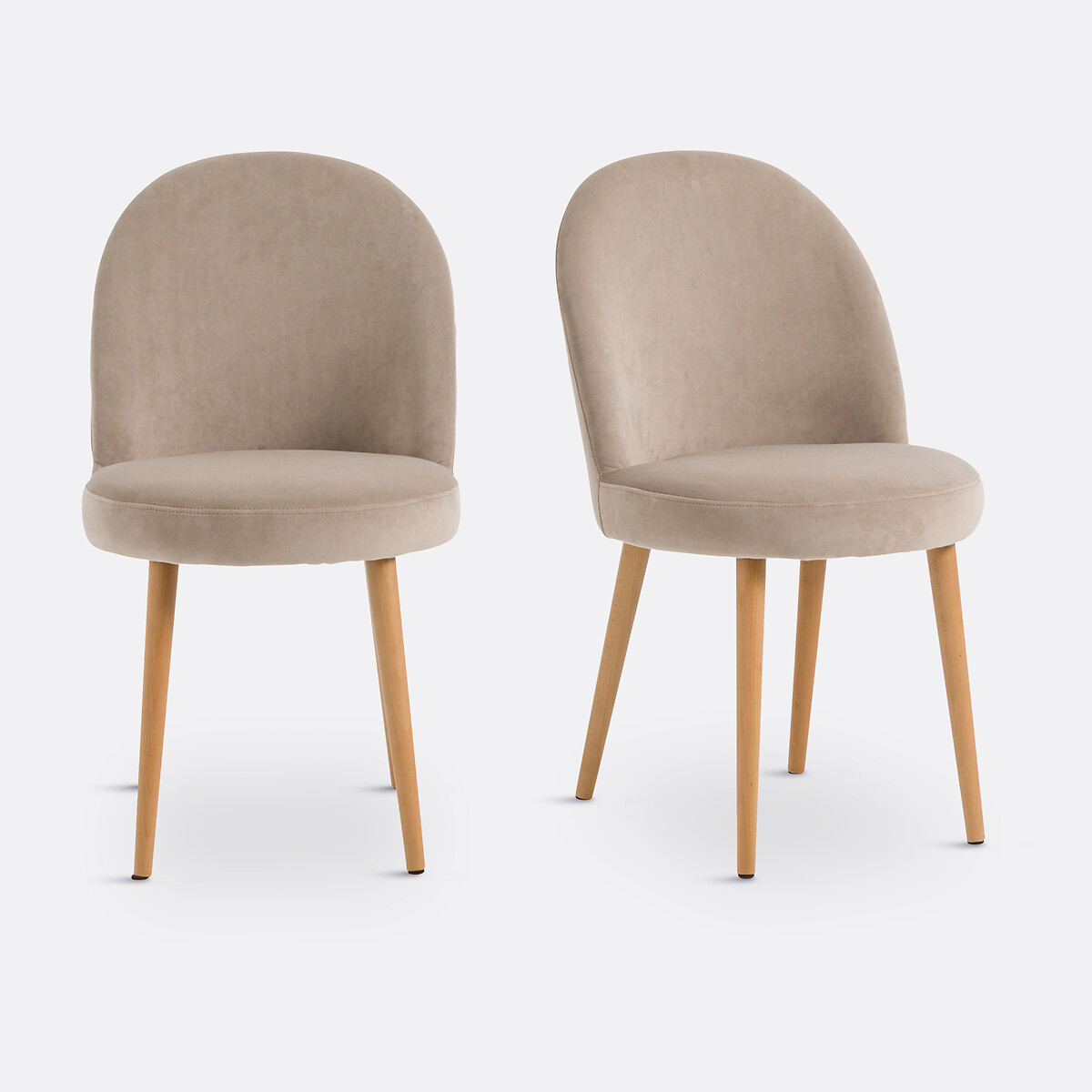 Lot de 2 chaises velours, Inès beige, LA REDOUTE INTERIEURS