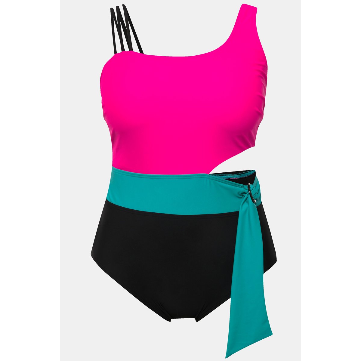 Maillot de bain color block. Bonnets souples néon berry, ULLA POPKEN
