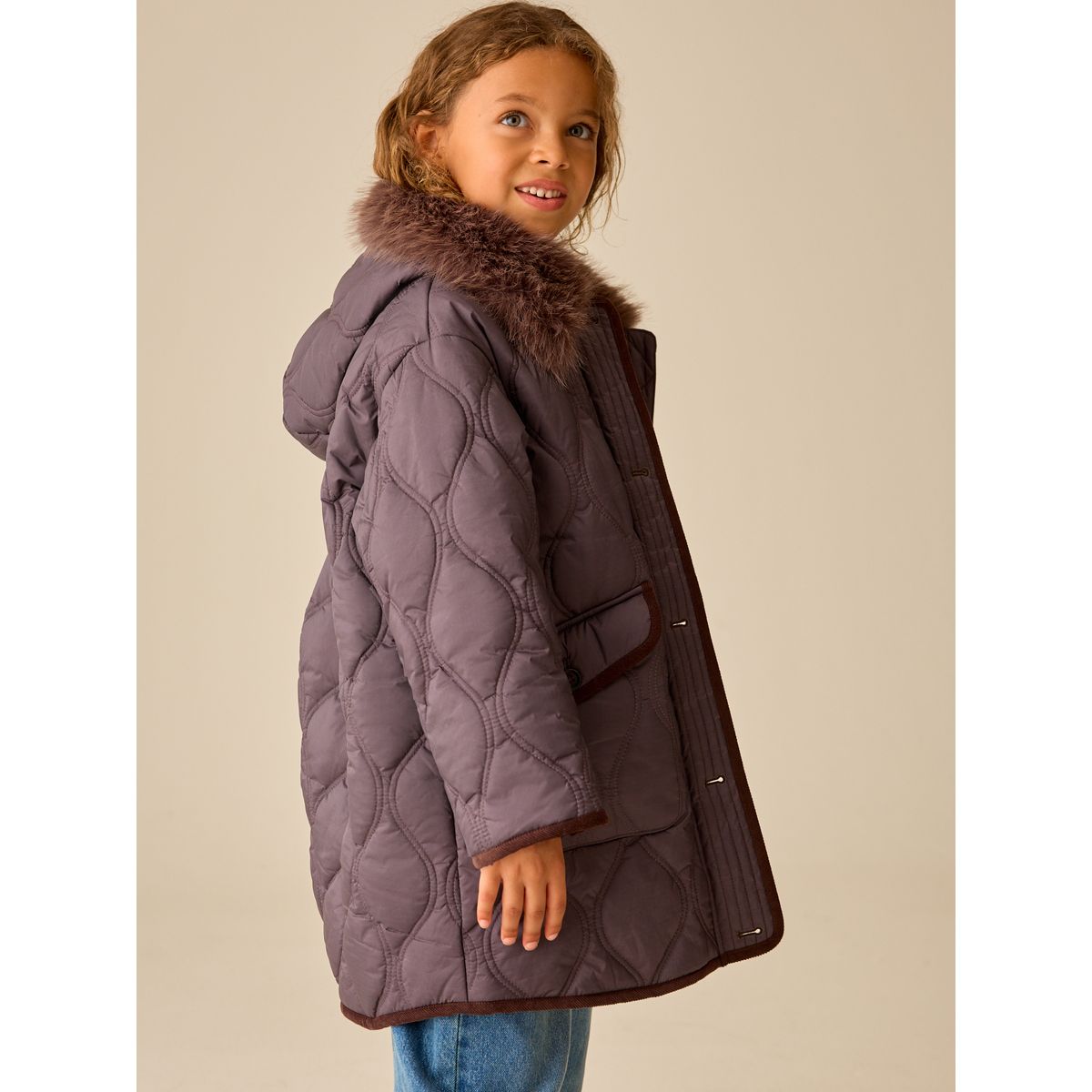 Manteau matelassé imperméable marron chocolat, NEXT