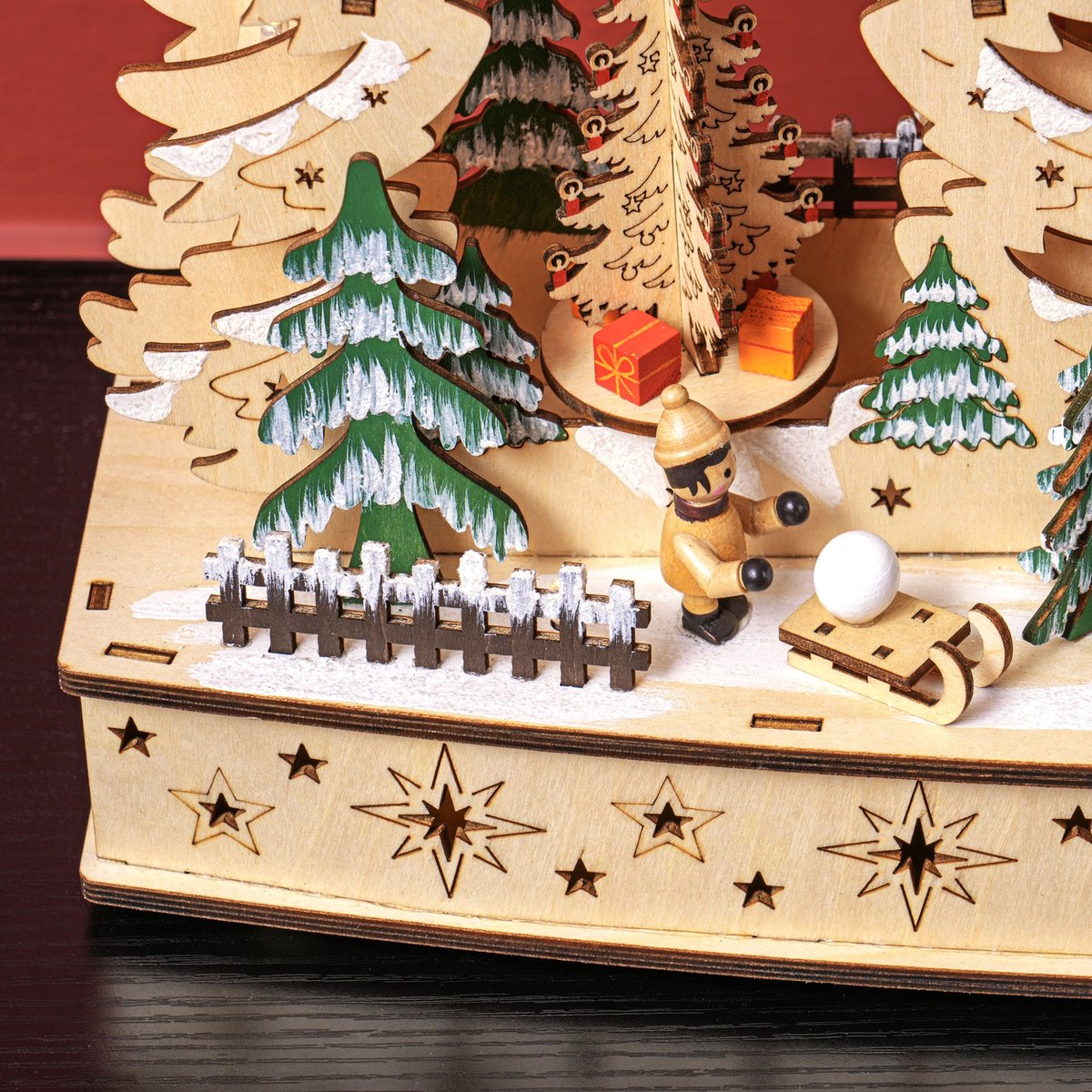 Village de Noël Panneau multicouche Bois beige, HOMCOM
