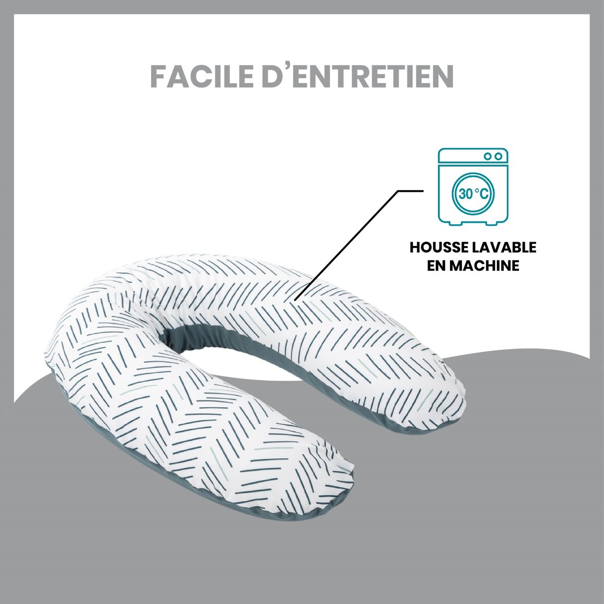 Coussin d'allaitement et de maternité doomoo gris foncé, BABYMOOV