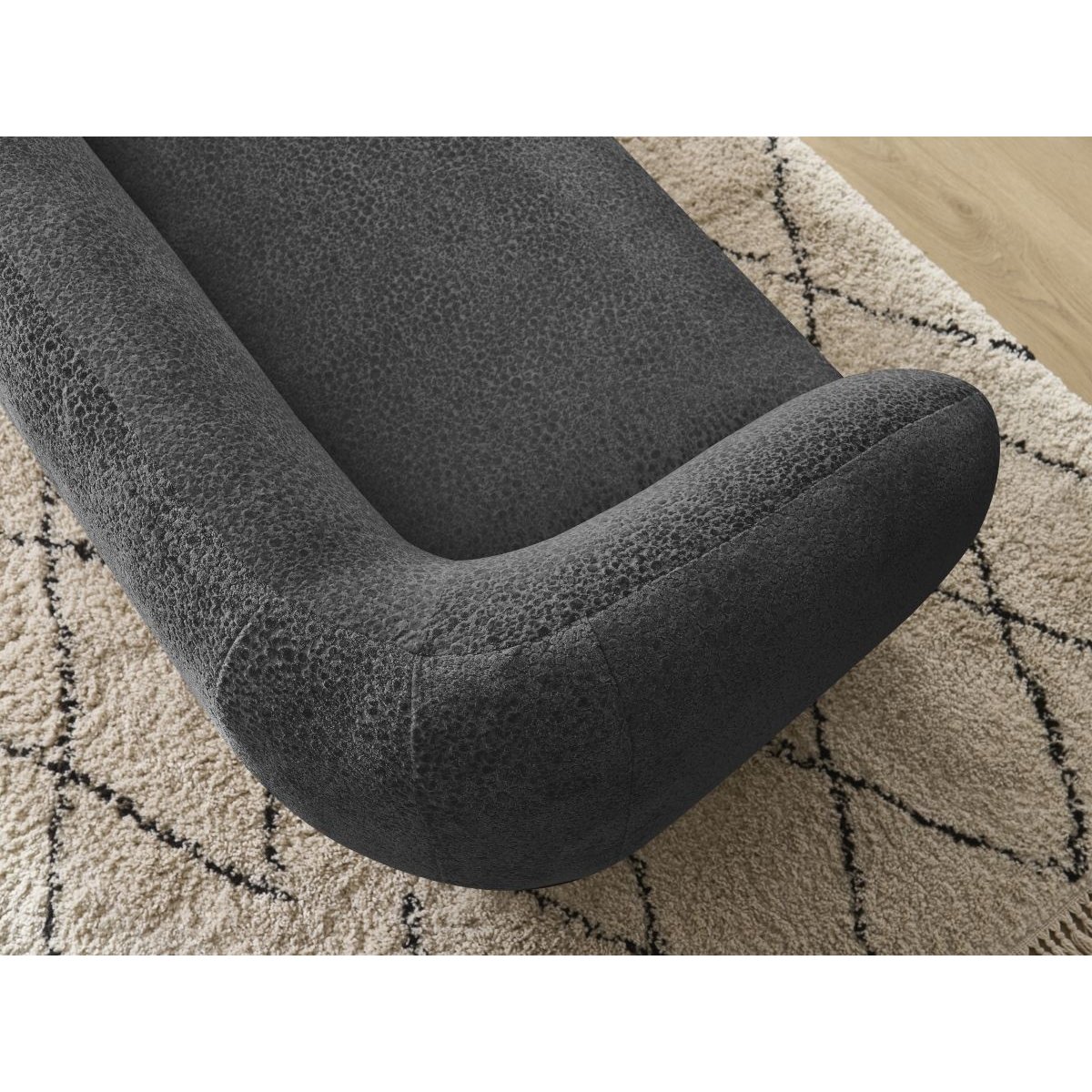 Canapé droit fixe 2 places en tissu texturé, CELINE gris foncé, BOBOCHIC
