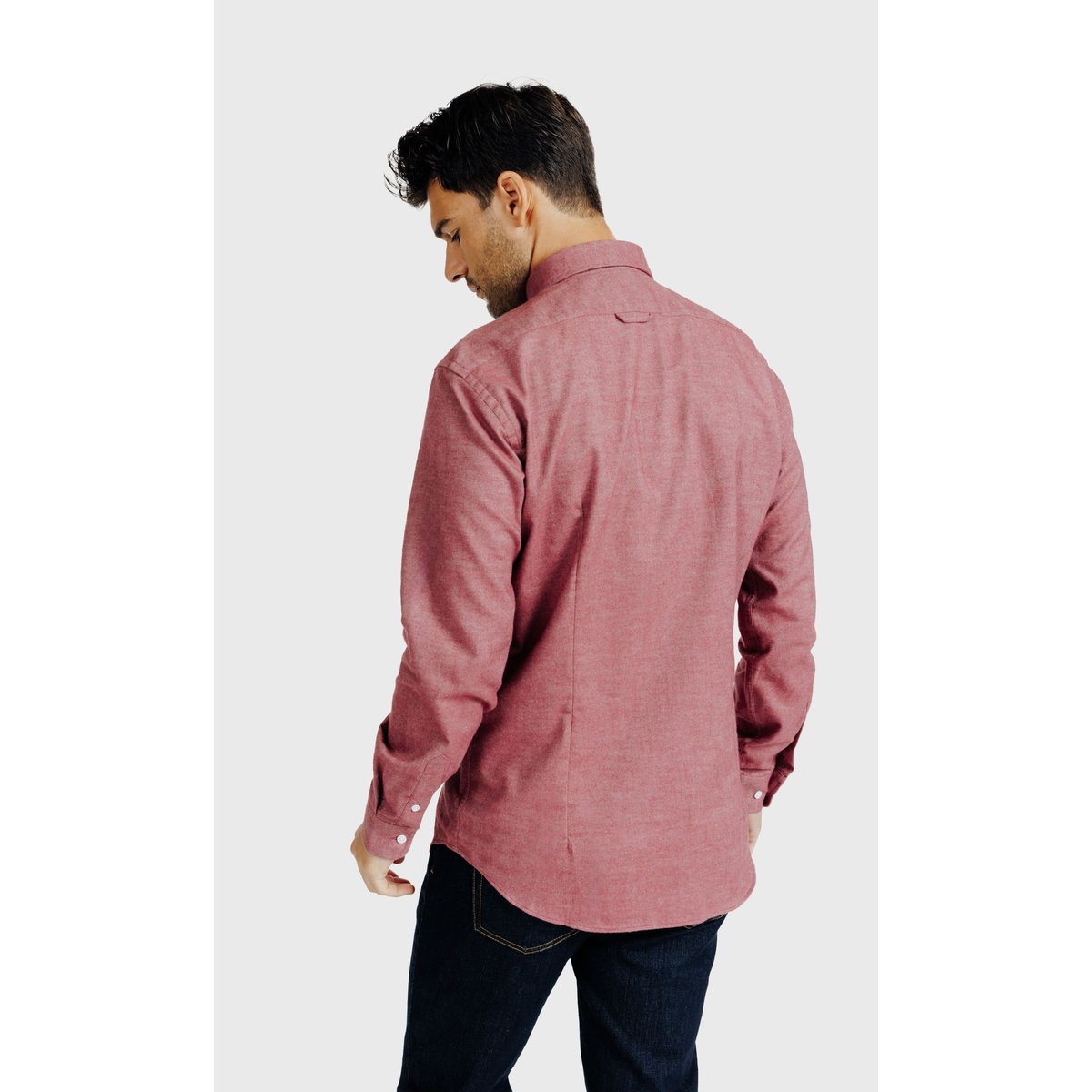 Chemise Regular fit en flanelle de coton uni bordeaux, ACROSS