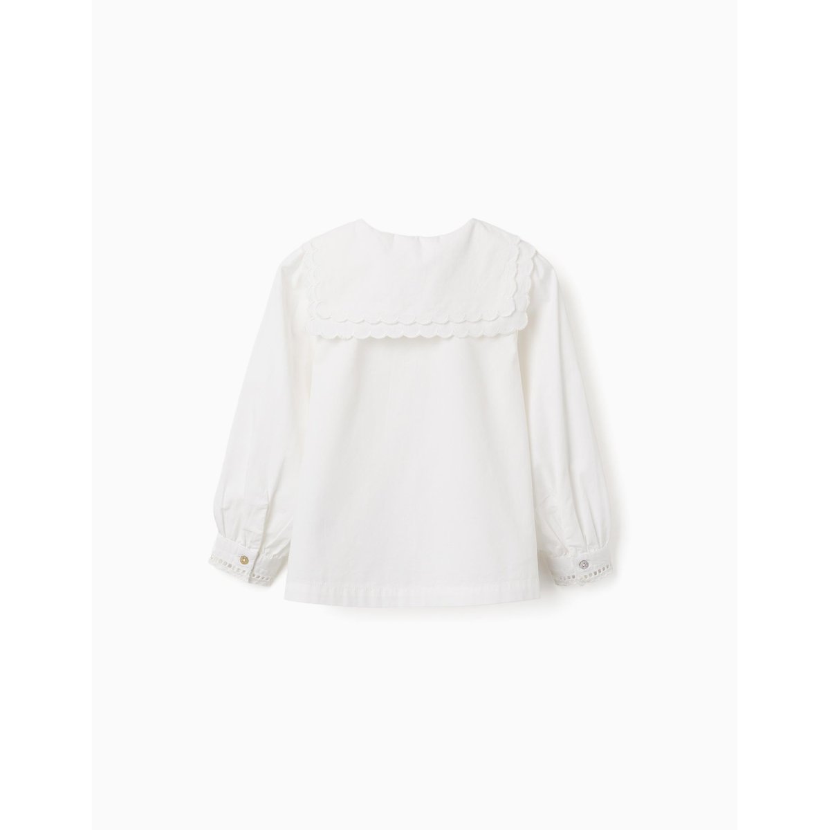 Chemise en coton à manches longues et col carré B&S blanc, ZIPPY