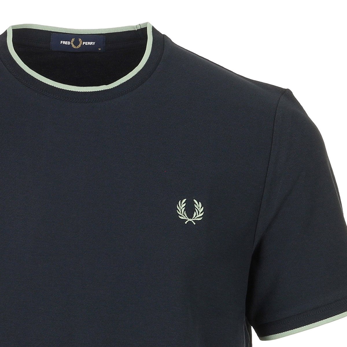 T-shirt TRIM DETAIL CREPE PIQUE TSHIRT navy, FRED PERRY