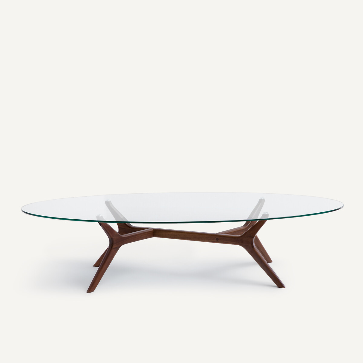 Table basse ellipse, noyer et verre, Maricielo noyer, AM.PM