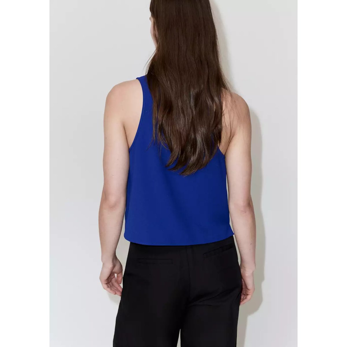 Top crop col rond bleu, MANGO