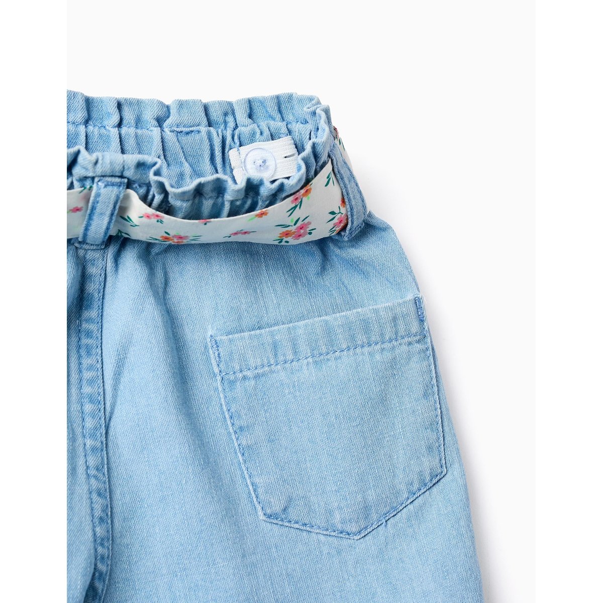 Short en jean avec ceinture à motif floral bleu clair, ZIPPY