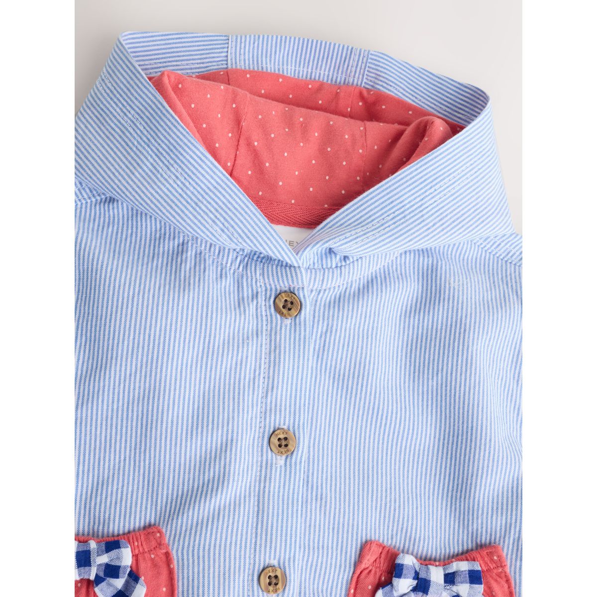 Veste à capuche bébé poche à fraises à rayures bleues, NEXT